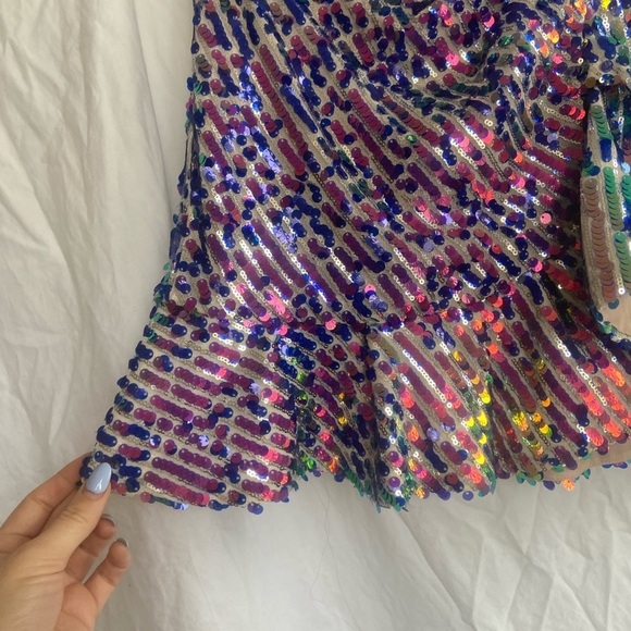 Zara Sequined Mini Skirt With Ruffle Trim Size Medium - Picture 4 of 14